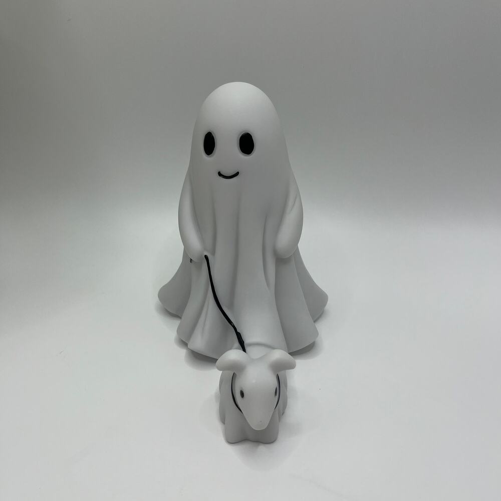 Ghost Gentleman Walking Puppy Matte Vinyl Halloween Piggy Bank Decor Statue